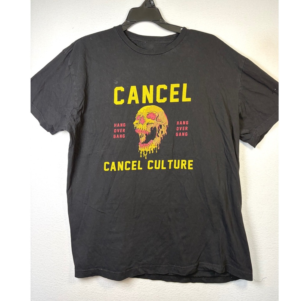 Hang Over Gang T-Shirt Mens XL Black Excellent Cancel Cancel Culture Skull Tee